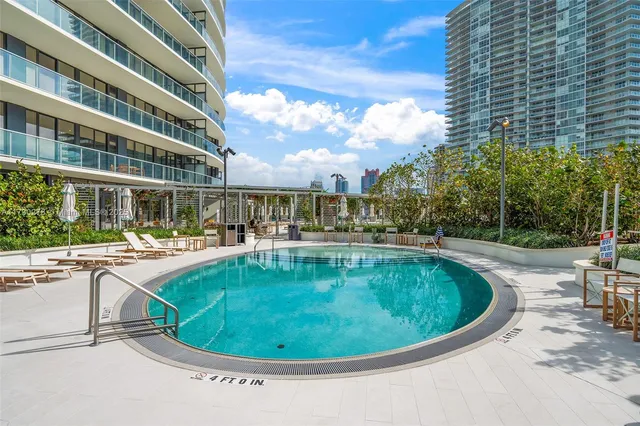 a view of a swimming pool with a patio
