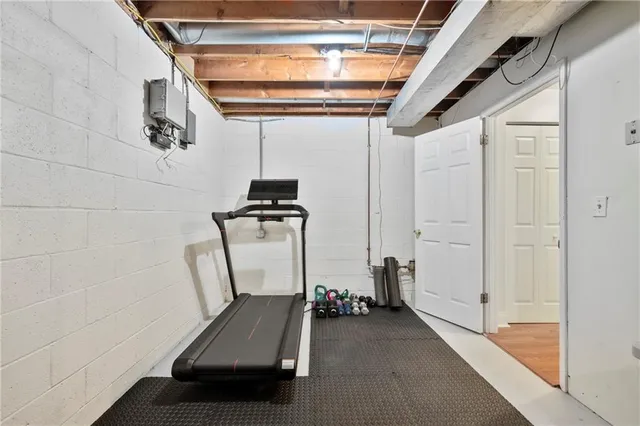 a view of a room with gym equipment