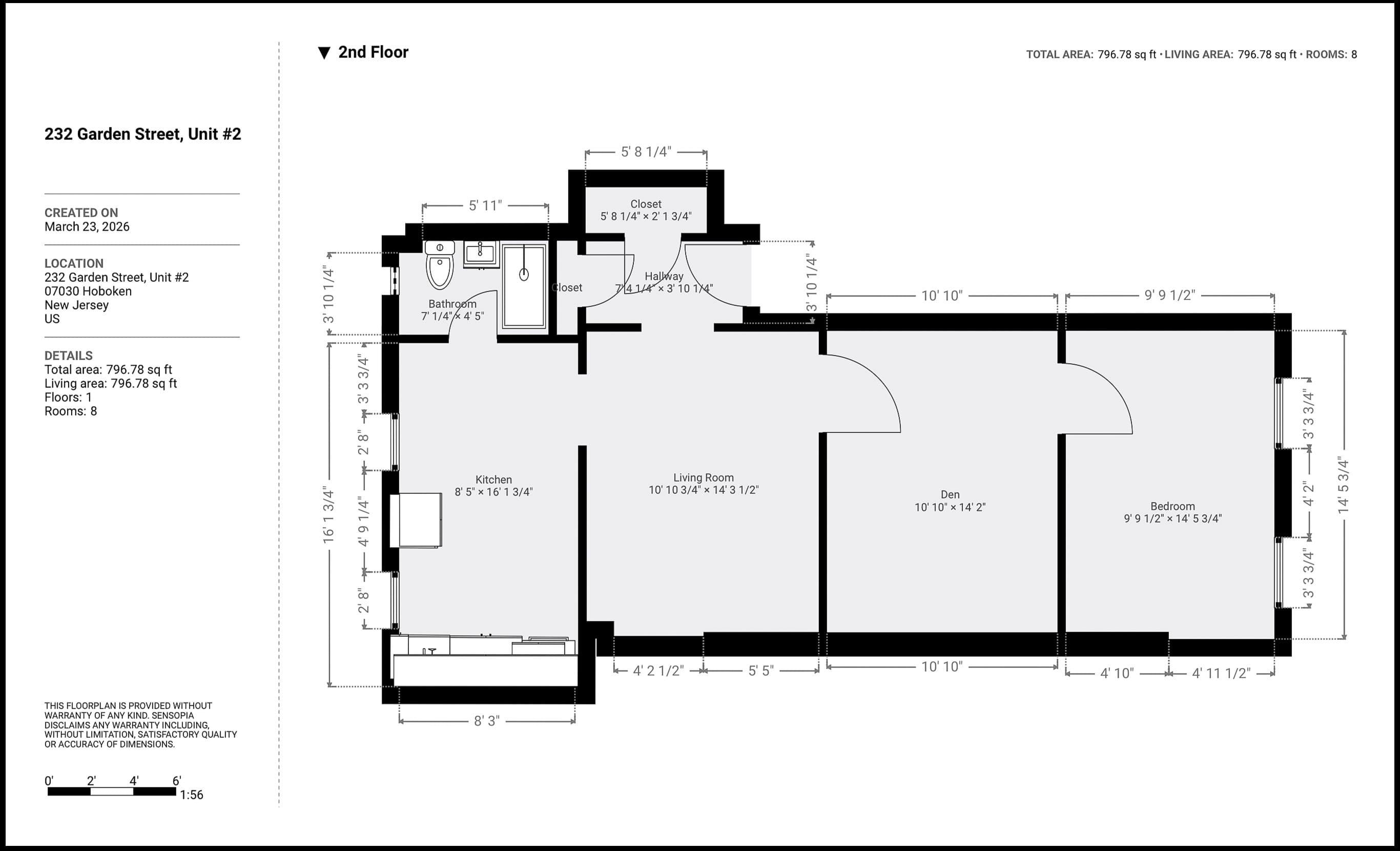 232 Garden Street, Unit 2 Hoboken, NJ 07030 - Photo 22 of 24 a picture of a floor plan