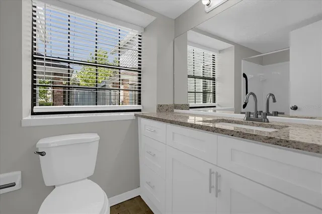 a bathroom with a toilet a sink and a large mirror