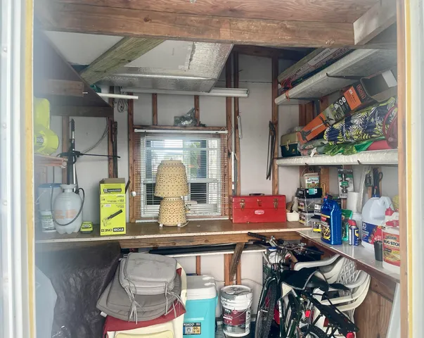 a view of a water fountain and an umbrella