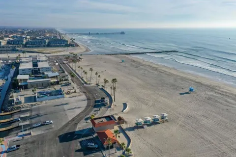 an aerial view of a beach