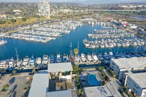 a view of a building with an ocean view