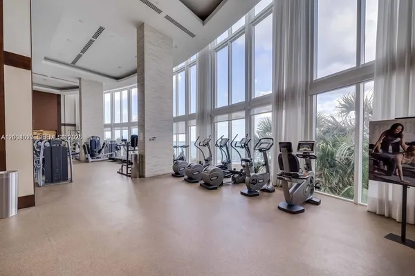 a view of a room with gym equipment
