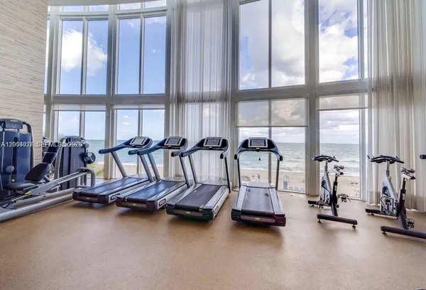 a view of a room with gym equipment