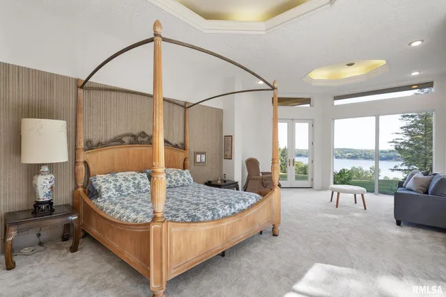 a view of a lake with a city