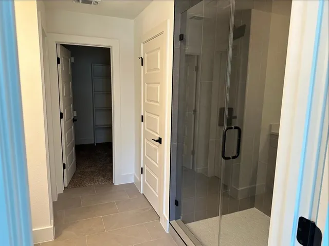 an empty room with closet