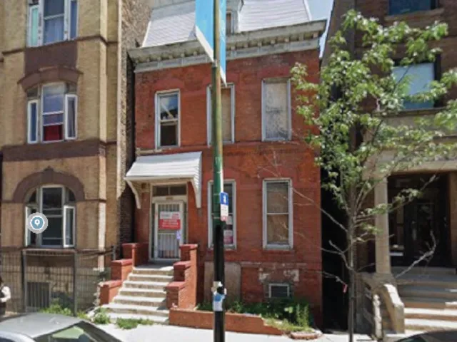 front view of a brick building