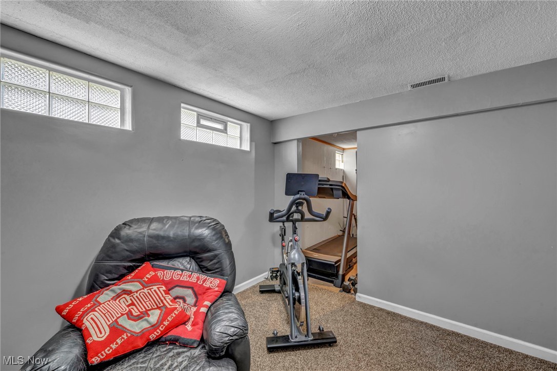 15025 Holland Road Brook Park, OH 44142 - Photo 11 of 12 Workout room featuring a textured ceiling and carpet flooring