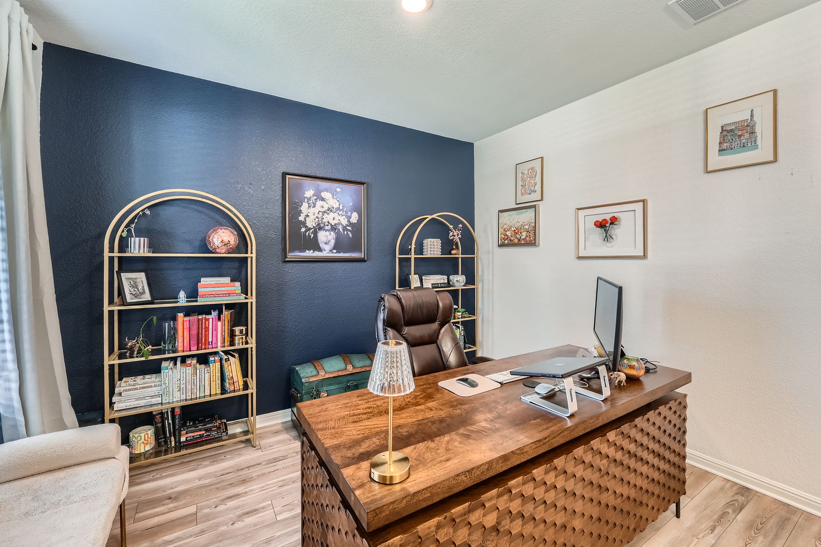 321 Georgia Lace Trail Georgetown, TX 78626 - Photo 10 of 27 Office featuring a textured wall and light wood-style floors