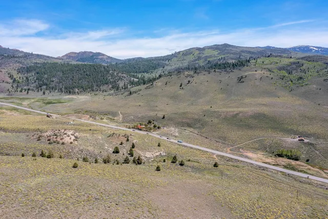 a view of a dry space with lots of bushes