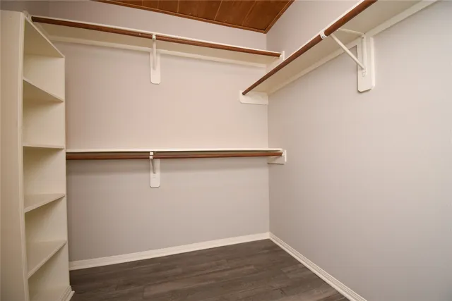 a view of a room with racks on the wall