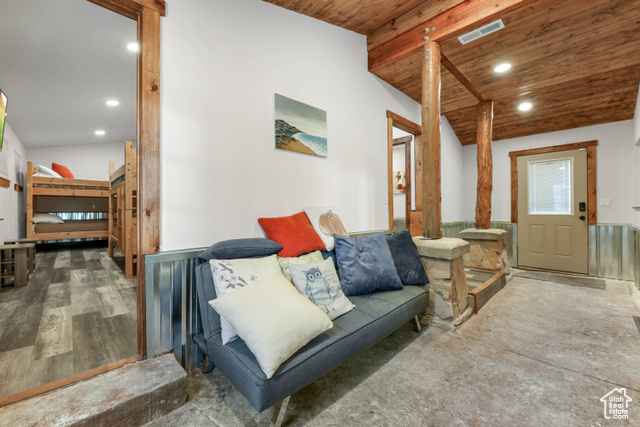 2029 West Tollgate Road Coalville, UT 84017 - Photo 8 of 43 Living room featuring recessed lighting and wooden ceiling
