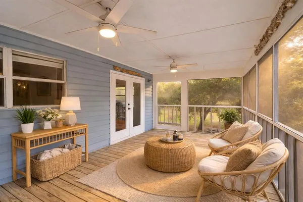 a view of a patio with wooden floor and outdoor space