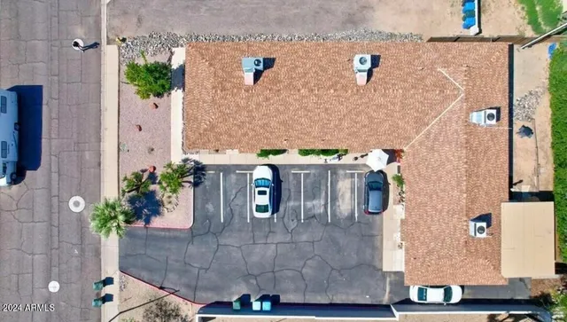 an aerial view of residential house with outdoor space