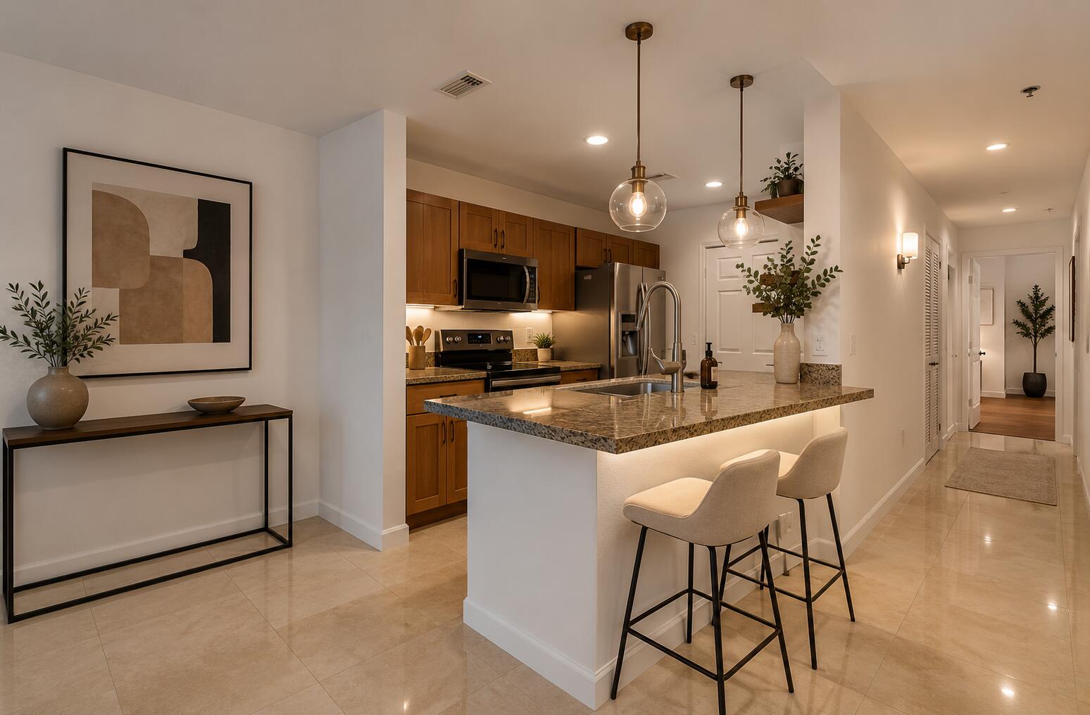 3153 Clint Moore Road, Unit 201 Boca Raton, FL 33496 - Photo 7 of 41 Virtual stage/Dinning & Kitchen Island
