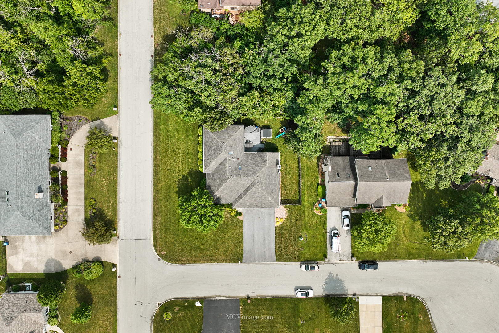 40 Zurich Court Crete, IL 60417 - Photo 40 of 40 an aerial view of a house with a yard fountain and large trees