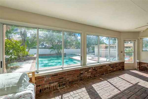 a room with a large window