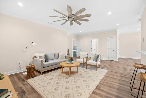 a living room with furniture