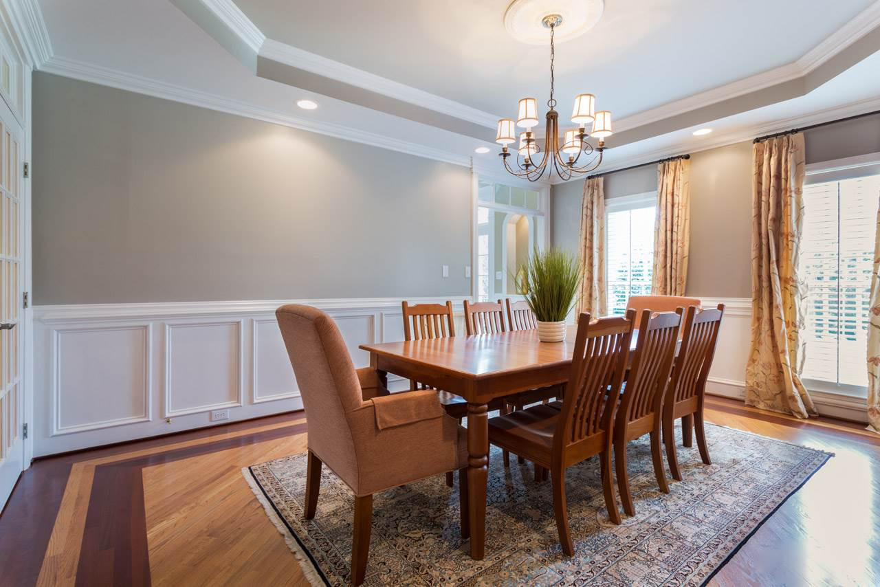 12528 Bayleaf Church Road Raleigh, NC 27614 - Photo 3 of 30 Trey Ceiling, Hardwoods, Planation Shutters, and Wainscoting Well-Appointed Dining Room