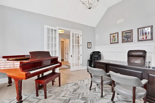 a living room with furniture