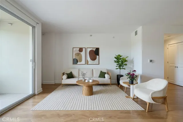 a balcony with a couch