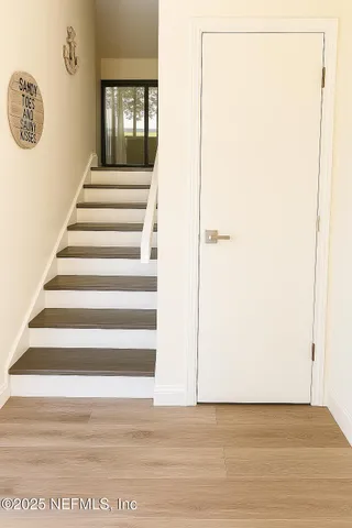 a view of small space with racks on the wall