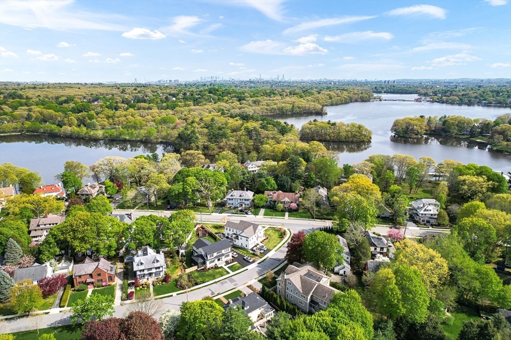 a view of a city and lake