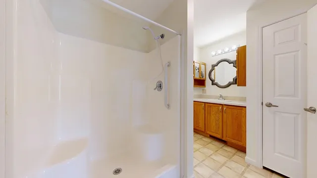 a bathroom with a shower