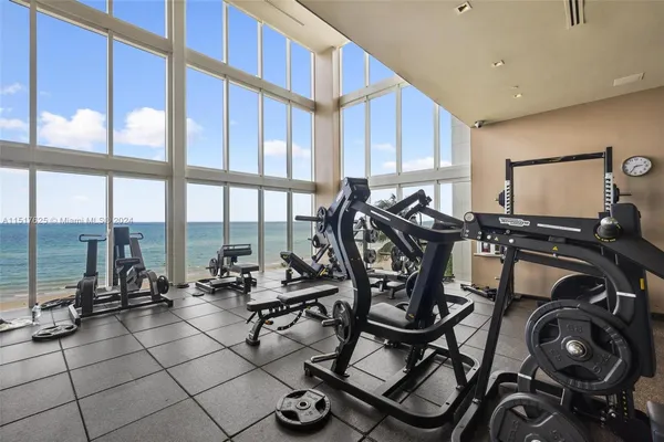 a room with gym equipment