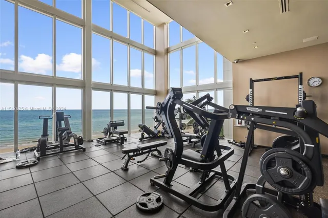 a room with gym equipment