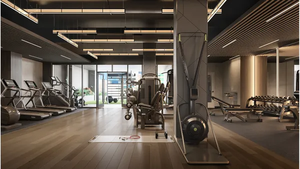 a view of a room with gym equipment