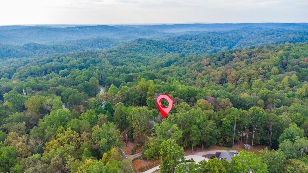 1170 Calhoun Road Dahlonega, GA 30533 - Photo 27 of 34 a view of a house with a backyard and a forest