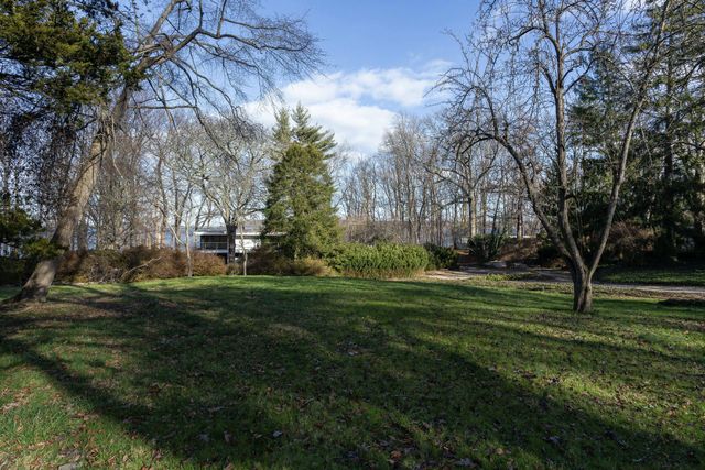 a view of a grassy field with trees