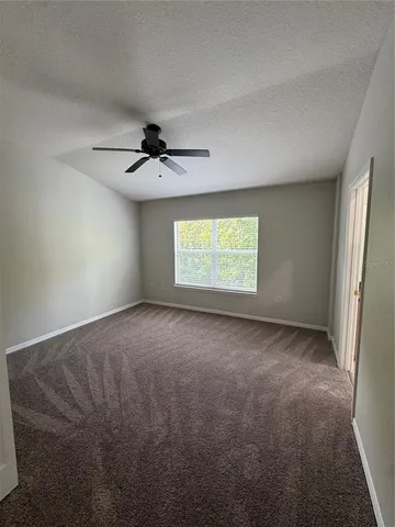 an empty room with a door