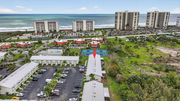 an aerial view of a house