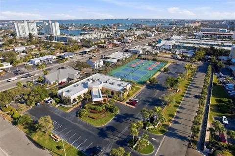 a city view with tall buildings