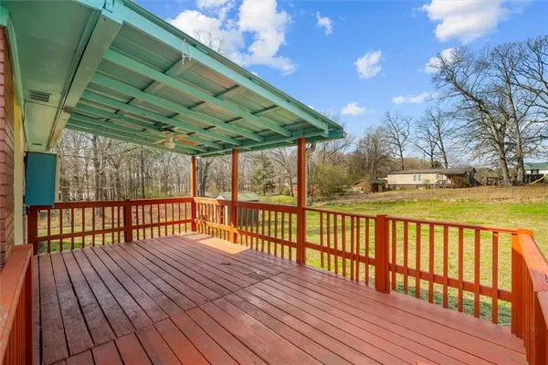 a view of a wooden deck