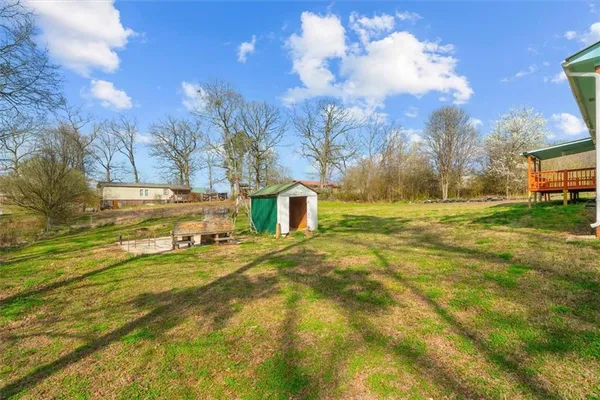 a bathroom with a sink and a yard