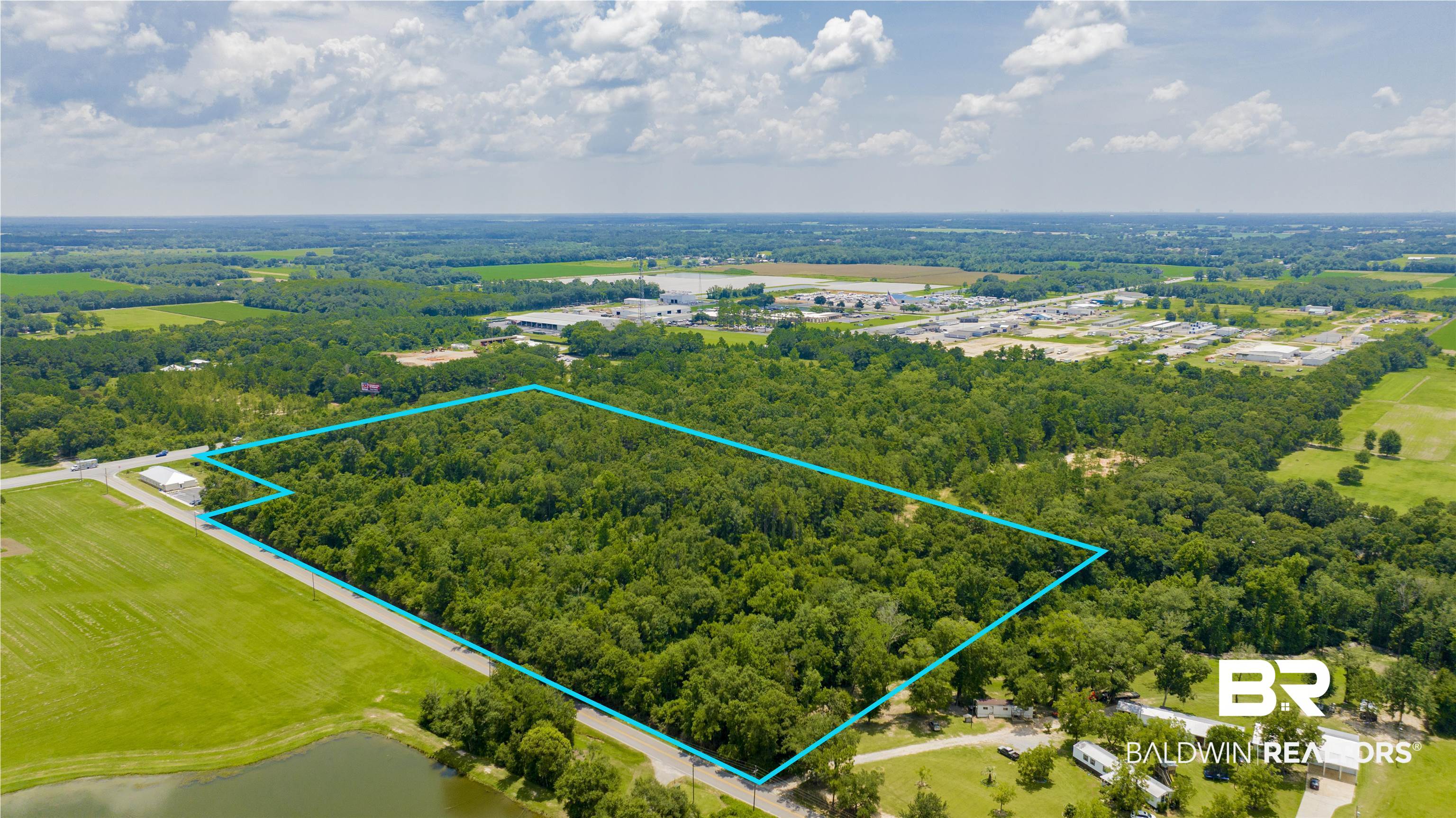 0 Vaughn Road Summerdale, AL 36580 - Photo 2 of 9 Aerial overview of property's location with property boundaries highlighted