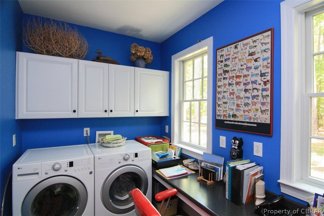 98 Flood Point Road Heathsville, VA 22473 - Photo 33 of 44 Laundry Room/Office - Oversized room with laundry, desk and more than ample storage and work areas.