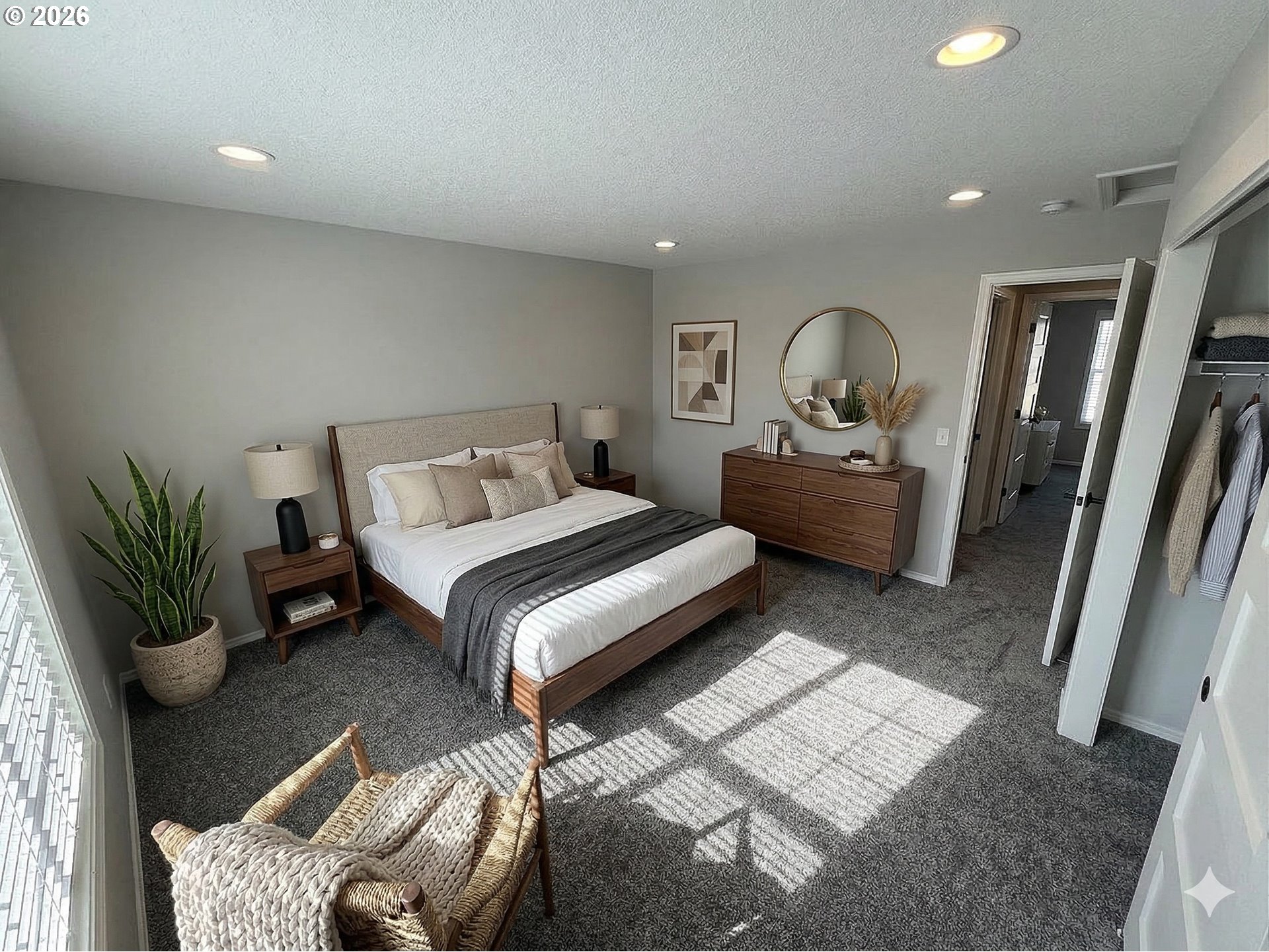 7025 Southwest 164th Terrace Beaverton, OR 97007 - Photo 6 of 28 a bedroom with furniture and a large window