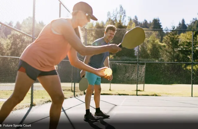 a swimming pool with view of lake