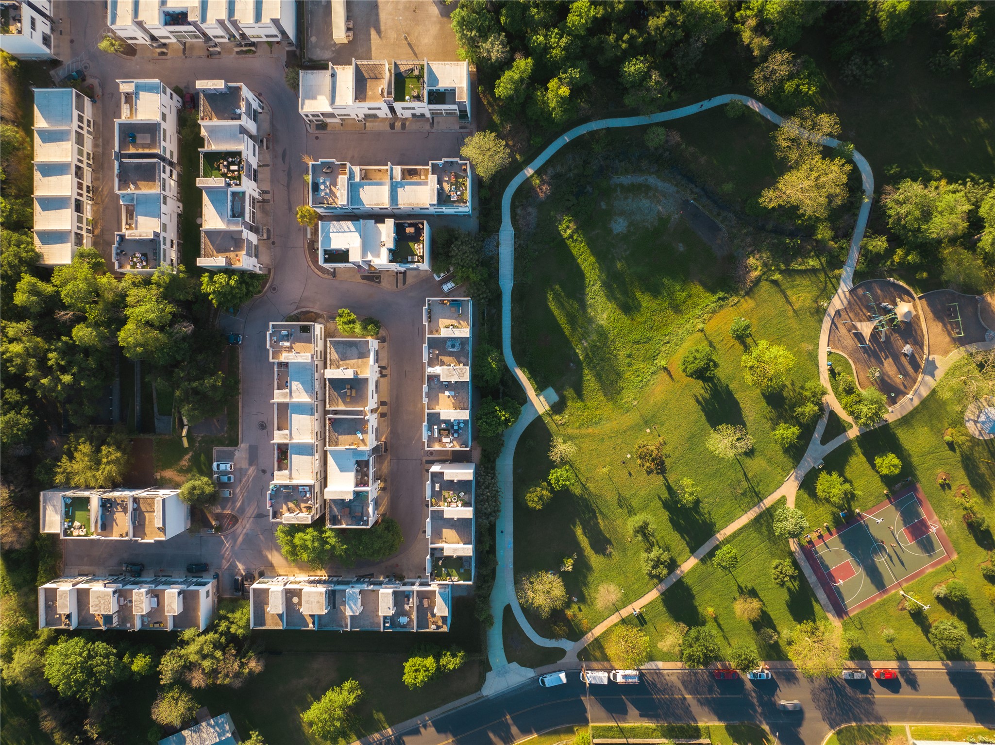 4801 South Congress Avenue, Unit H5 Austin, TX 78745 - Photo 36 of 39 Bird's eye view of apartment complex / building