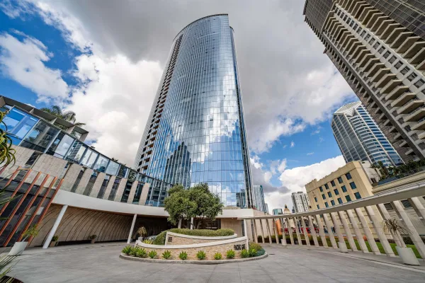 a view of a tall building
