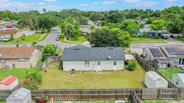 an aerial view of a house