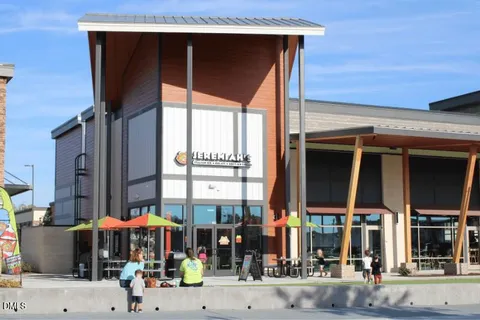 a view of an entrance of the building