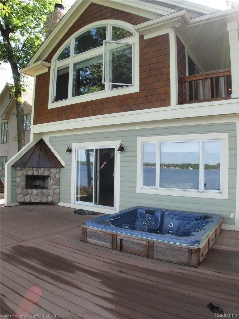 Deck With Hot Tub and Fireplace