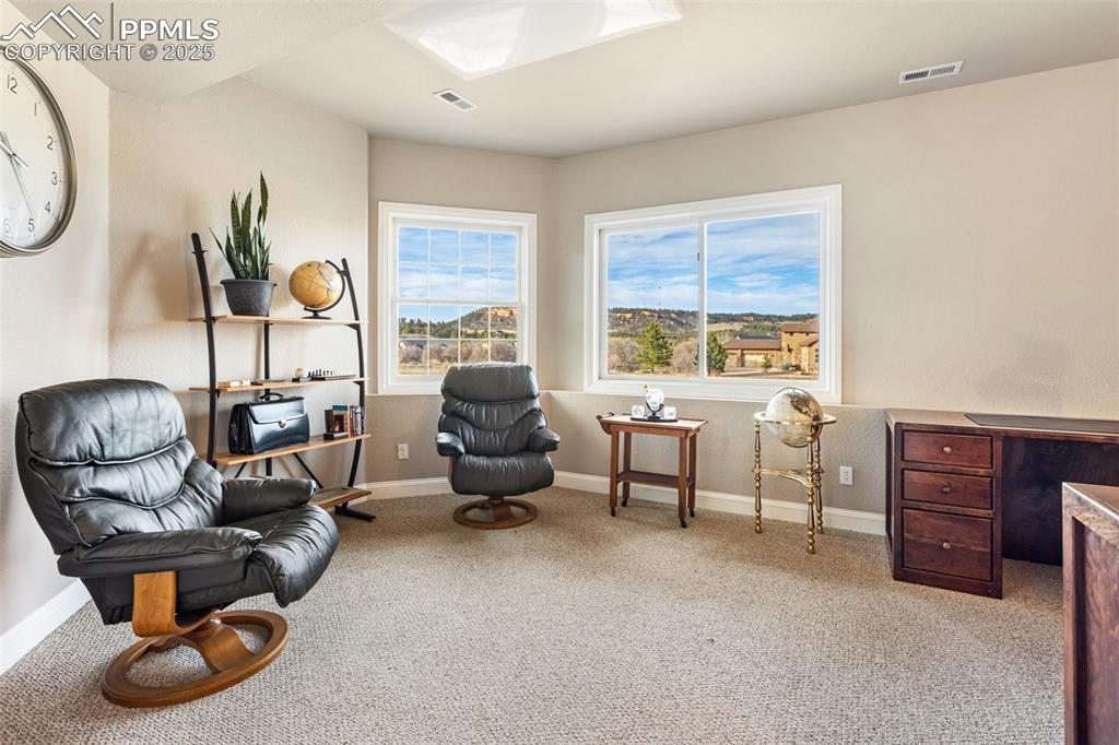 931 Forest View Road Monument, CO 80132 - Photo 22 of 50 a living room with furniture a window and gym equipment