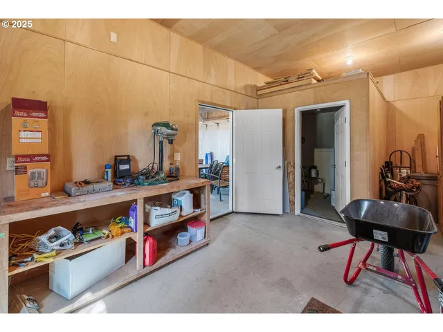 a room with lots of wooden furniture